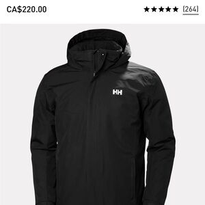 Helly Hansen Men's dubliner Black insulated waterproof jacket size large